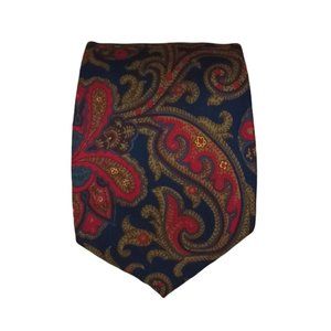 TM LEWIN & SONS Blue/Red Paisley Silk Tie ENGLAND 58"/ 3.6" EC